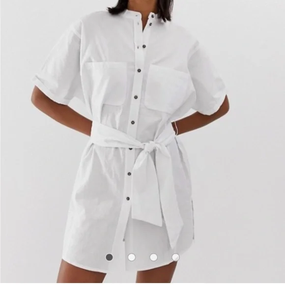 White Cotton Shirt Dress - Picture 1 of 4